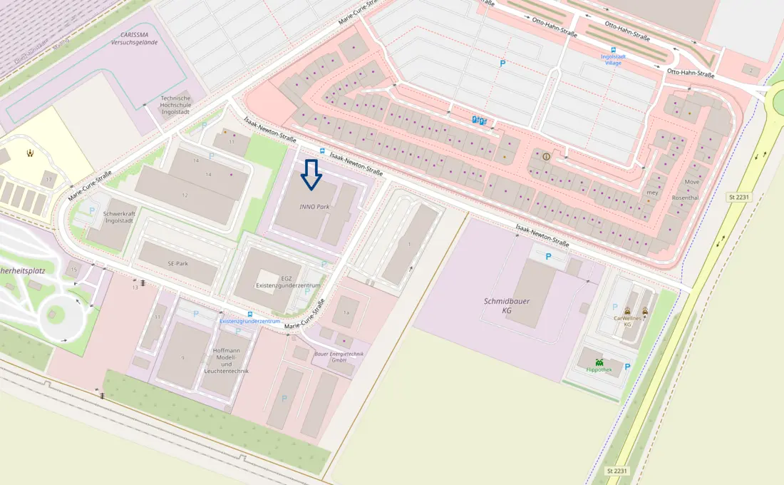 Map section con Openstreetmap Marie-Curie-Str. 2, Ingolstadt