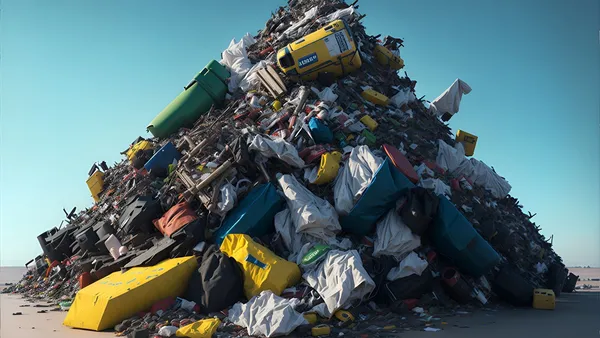 KI-generiertes Bild eines großen Müllbergs